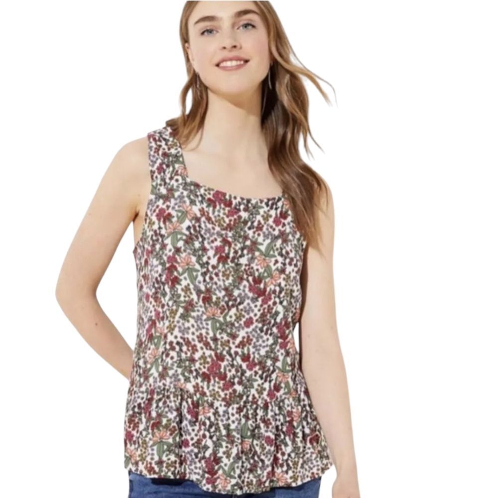 Loft Garden Peplum Sleeveless Top Blouse Size Medium